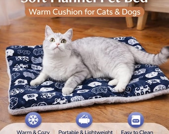 Katt sovmatta mjuk flanell husdjurssäng varm kudde för katter och hundar