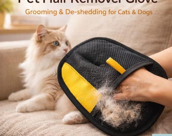 Guante quitapelos para gatos y perros, manopla de aseo reutilizable.