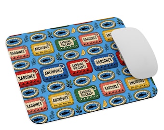 Sardines and Anchovies Pattern Mouse Pad – Playful Kitchen Desk Accessory