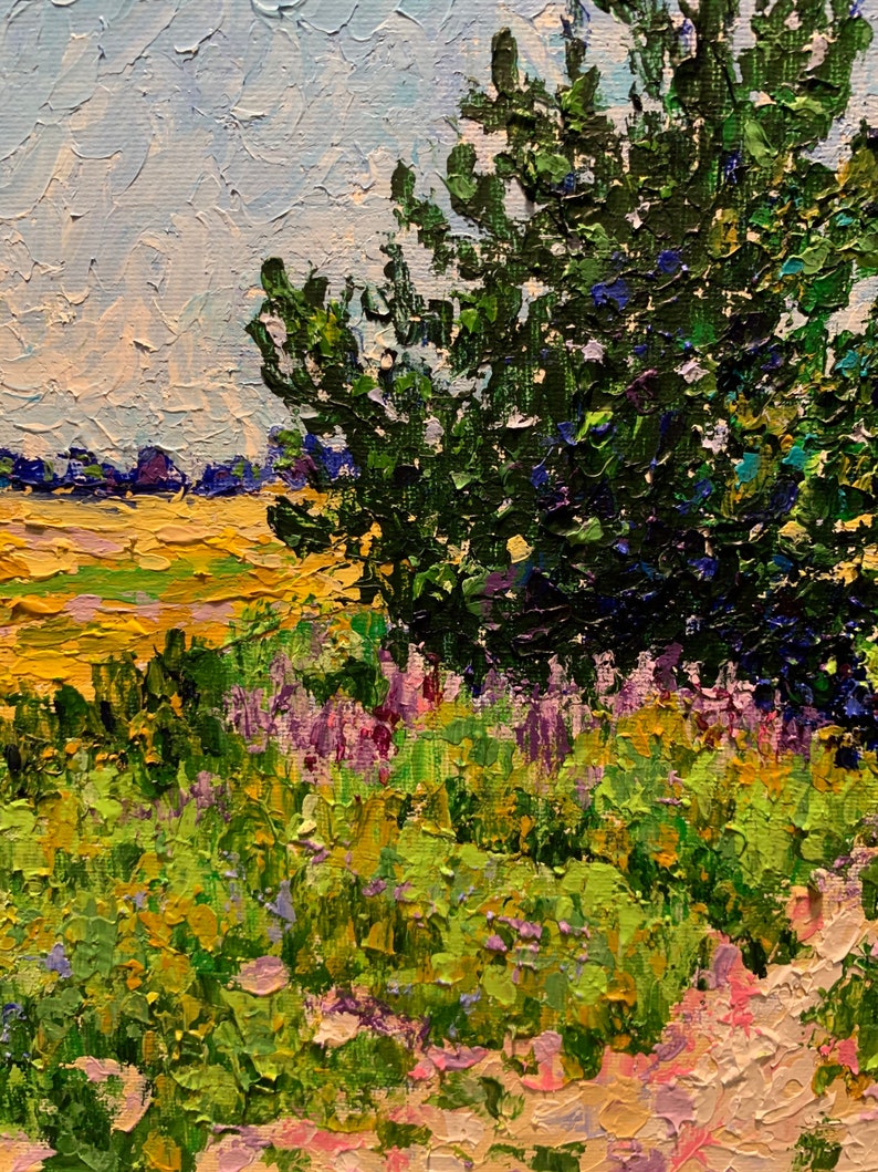 Original Acrylic Impasto Painting \u201cThe Yellow Field\u201d 9x12