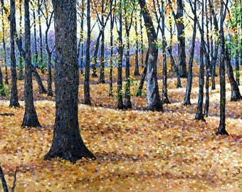 Original Impressionist style Impasto Landscape Oil Painting "Carpeting the Forest" 24x36