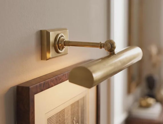 Handmade Solid Brass Picture Light, Adjustable Gallery Wall Lamp, Modern Art Sconce