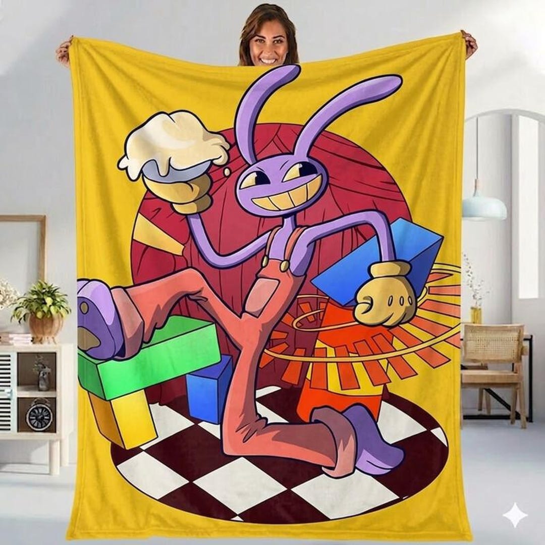 Jax the Amazing Digital Circus Blanket, Cute Jax Rabbit Fleece Throw ...