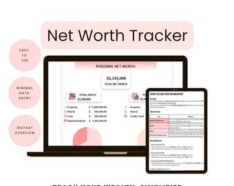 Simple Net Worth Tracker| Personal Finance Excel Spreadsheet Template