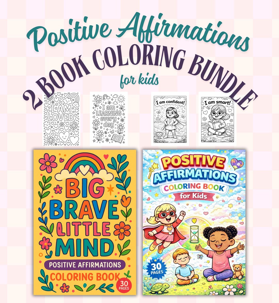 Positive Affirmations Coloring Book for Kids | 2 Book Bundle ...