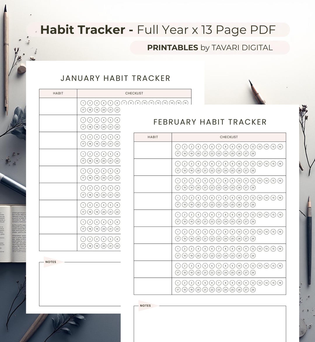Minimalist Habit Tracker Printable | A4 Monthly Checklist (PDF) - Etsy