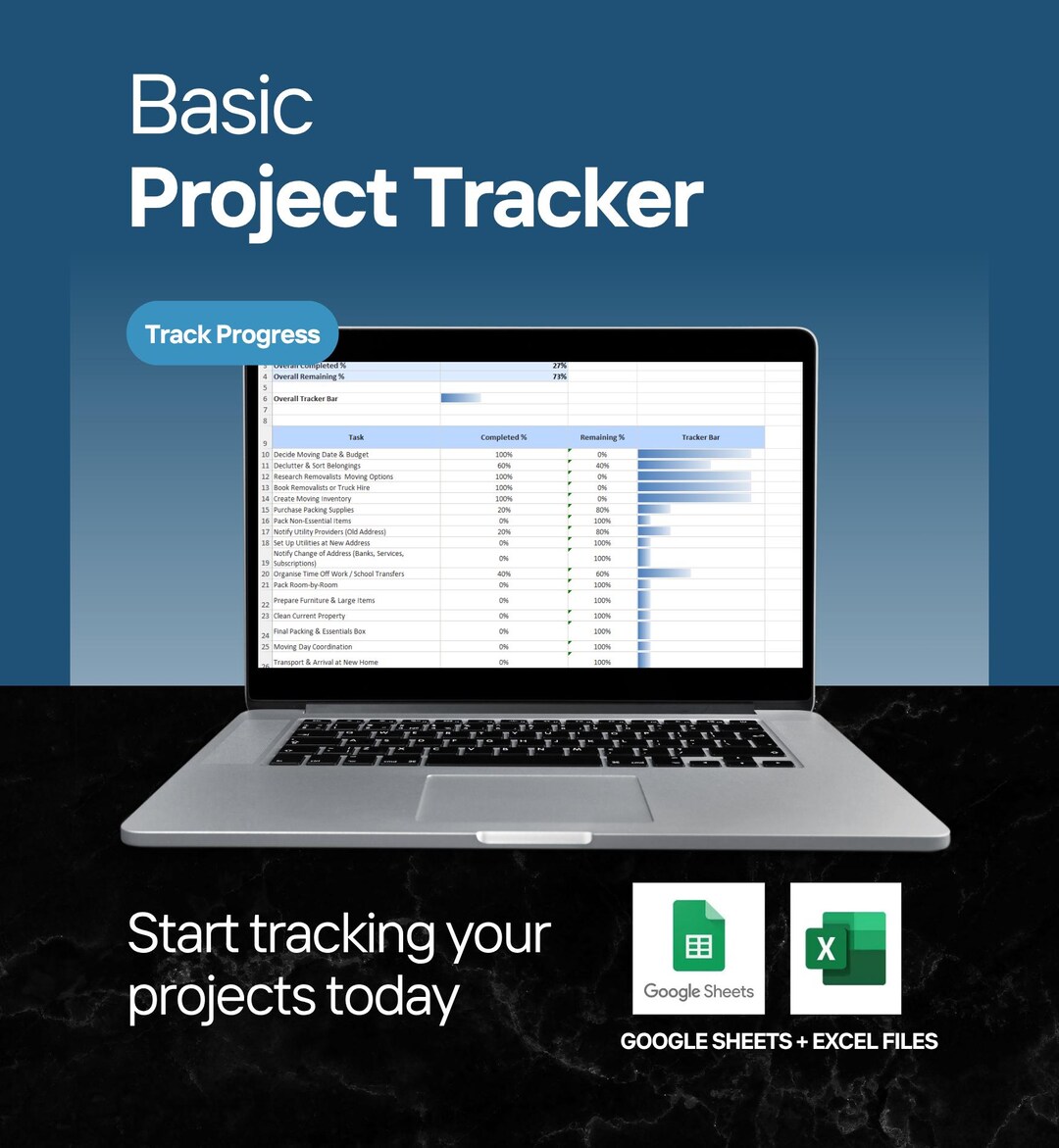 Excel Basic Project Tracker | Task Management Dashboard Template ...
