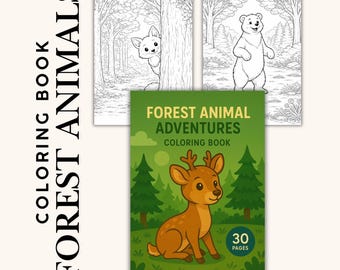Forest Animal Coloring Book | Woodland Creatures, Nature Scenes (30 Pages, Digital Download)