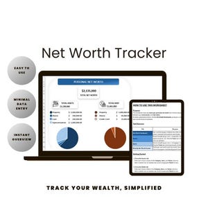 Net Worth Tracker Spreadsheet | Personal Finance & Asset Debt Tracker | Digital Excel Template