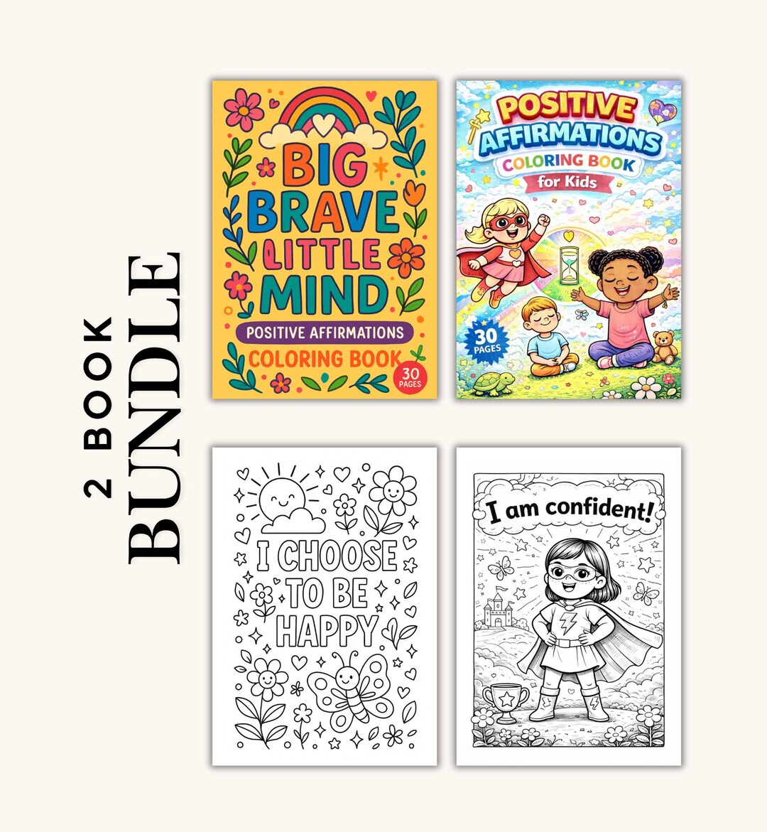 Positive Affirmations Coloring Book Bundle for Kids | Confidence ...