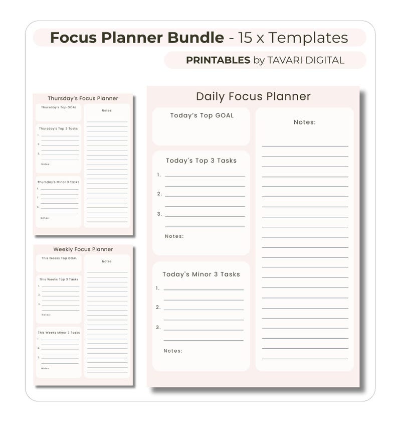 A4 Focus Planner Bundle | Daily, Weekly, Monthly, Quarterly & Yearly ...