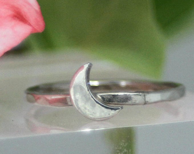 Silver Moon Rings Crescent Moon Ring, Silver Ring, Silver Crescent Moon, Stackable Rings ...