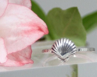 Sterling Silver Shell Ring: Handmade Nautical Beach Jewelry