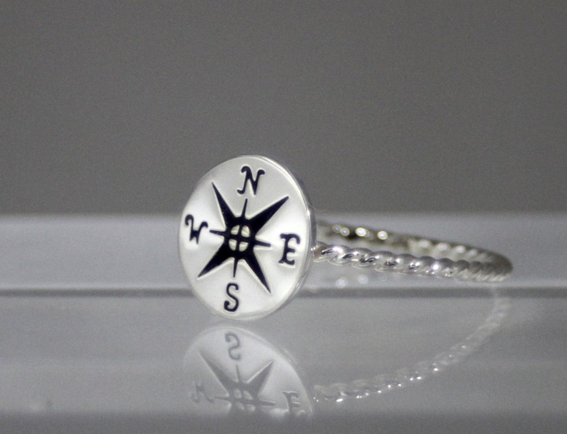 Compass Ring Sterling Silver Ring Travel Ring Gift for Her - Etsy