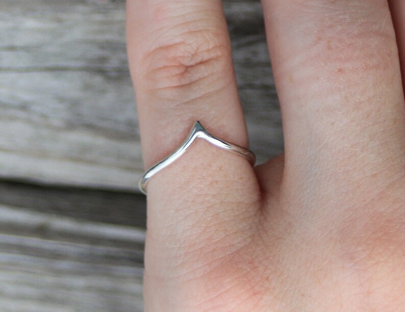 Popular Chevron Ring Silver Chevron Ring Handmade Midi Etsy