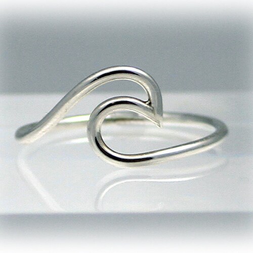 Bague vague en argent sterling faite main, bijoux nautiques