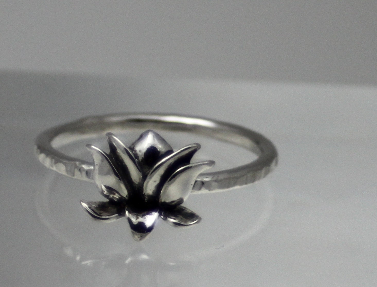 we took our beloved hand hammered band and made it... Handmade Sterling Silver Lotus Ring, Hand Hammered Band - Etsy