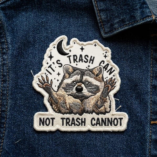 Sarcastic Saying, Cute Raccoon Embroidered Patches Applique for Clothes Hats Backpacks Jeans