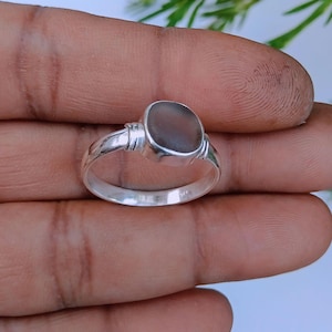 Pyrite Sea Glass Ring | 925 Sterling Silver Ring | Handmade Boho Jewelry | Minimalist Stackable Band