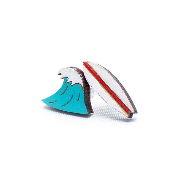 Surfboard and Wave Earrings