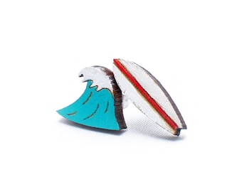 Surfboard and Wave Earrings