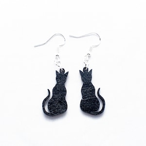 Black Cat Dangle Earrings