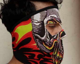 Mascherina integrale in neoprene con stampa a sublimazione / Lavabile, traspirante, regolabile