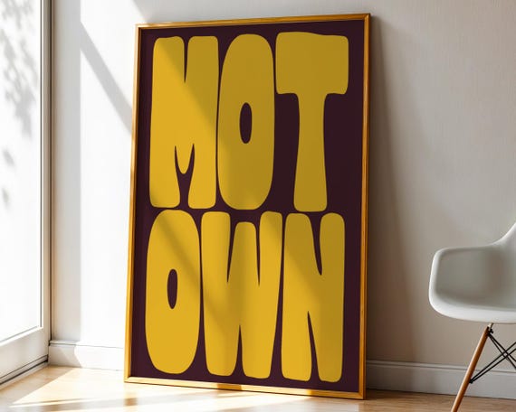 Motown Poster / Bold Typography Print / Vintage Style Wall Art / A5 A4 A3