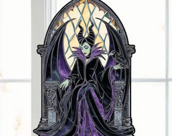 Acchiappasole in acrilico colorato Malefica, da appendere alla finestra raffigurante la Bella Addormentata, la cattiva Disney, decorazione del castello di Disneyland Paris, NON IN VETRO