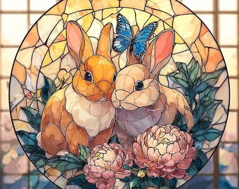 Buona Pasqua Adesivo per finestra con uova di coniglietto carino e fiori, adesivo per finestra primaverile, adesivo per finestra di Pasqua - Italia