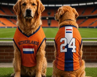 Personalized Netherlands Pet Soccer Jersey, Soccer Outfit for Dogs Cats, Custom Dog Jersey With Name Number, Netherlands Fan Gift