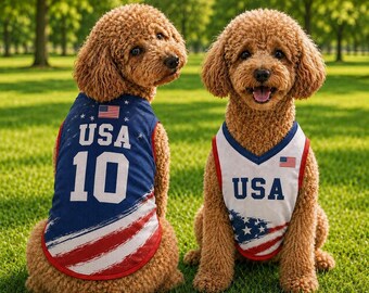 Maglia da calcio per cani USA, maglietta per animali domestici con bandiera americana, completo da football per cuccioli della squadra USA, abbigliamento sportivo patriottico per cani, regalo per amanti dei cani