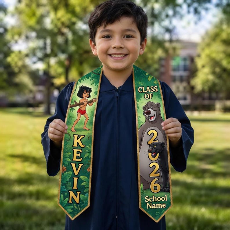 Custom the Jungle Book Kids Graduation Stole, Personalized Disney Sash ...