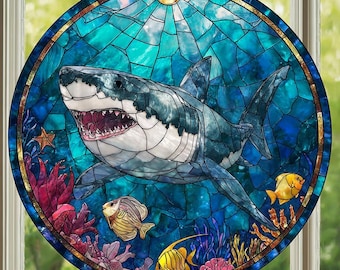 海のクジラのステンドグラスサンキャッチャー、ステンドグラスライト