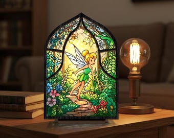 Candelabro inspirado en Campanilla, luz de noche de hada, decoración de habitación de Peter Pan, regalo para ella, decoración de habitación de princesa, regalo para pareja