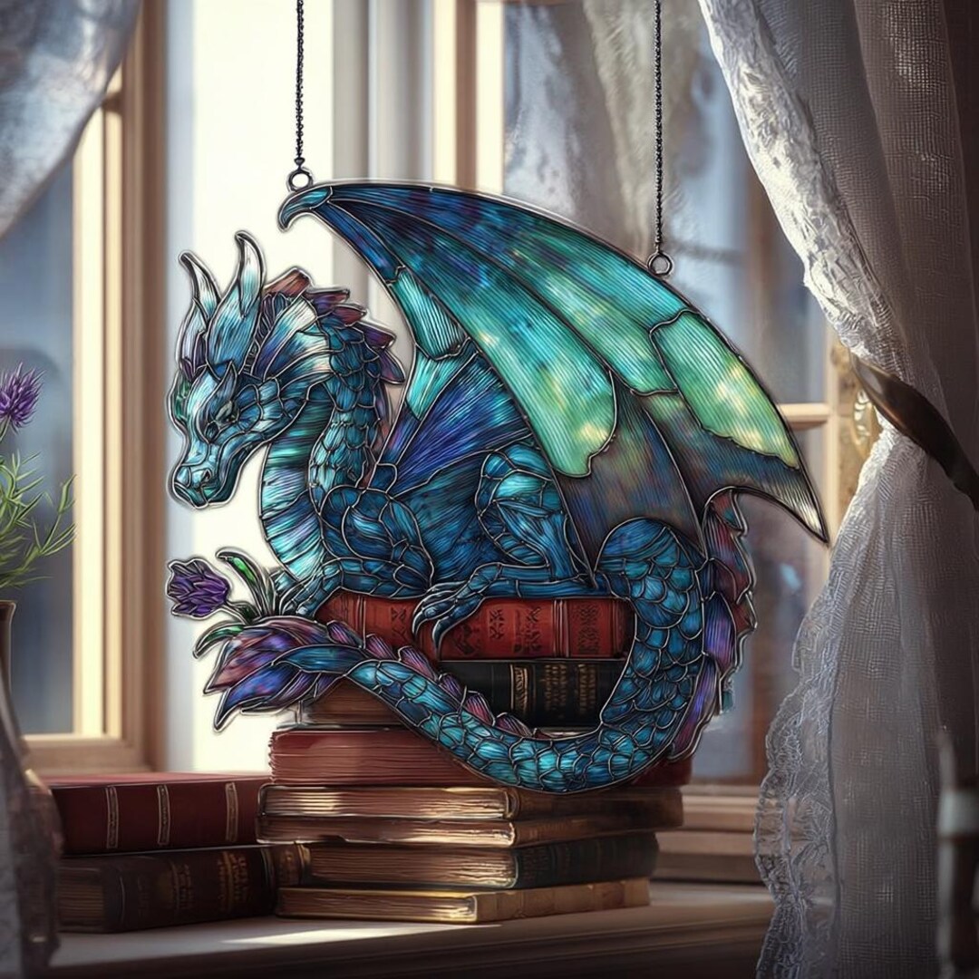 Bookworm Window Display Book Dragon Suncatcher, Acrylic Window Hanging, Book Lover Gift ...