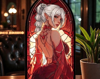 Shadowheart Baldurs Gate 3 Suncatcher Candle Holder, Selunite Cleric Fan Art, BG3 Gamer Gift, RPG Fantasy Desk Decor, Dark Justiciar Decor