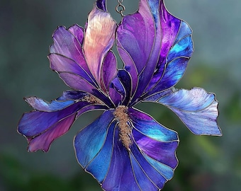 Purple Iris Flower Acrylic Suncatcher, February Birth Month Flower Gift, Elegant Floral Decor for Her, Mother's Day Flower Gift, NOT GLASS