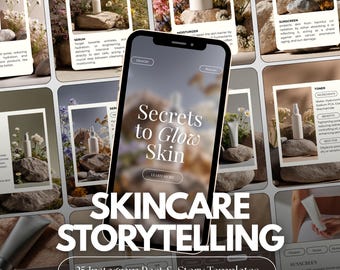 Plantillas de Instagram para contar historias sobre el cuidado de la piel y crear marcas de belleza / Kit de contenido de Canva para Instagram