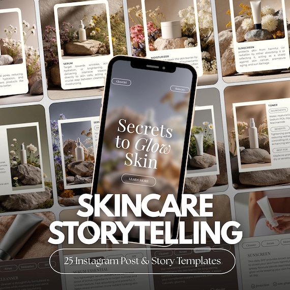 Skincare Storytelling Instagram Templates for Beauty Brand Building | Canva IG Content Kit