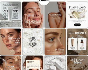 Skincare Instagram Templates for Moisturizer, Sunscreen, Serum & Cleanser Brands | Canva Templates