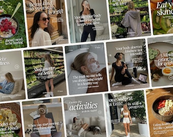 Wellness Coach Instagram Templates | Health Coach Social Media Kit (Canva)