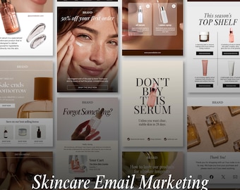 Plantillas de correo electrónico para el cuidado de la piel en Canva / Diseño de boletines informativos de belleza