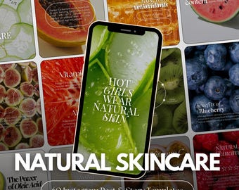 Plantillas de Instagram de cuidado de la piel natural para marcas de belleza a base de frutas / Plantillas de Instagram de Canva orgánicas