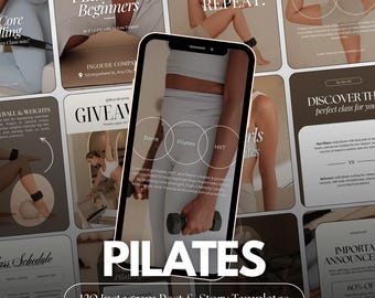Plantillas de Instagram para Pilates para entrenadores y estudios / Canva para entrenamientos, educación y promoción de Pilates