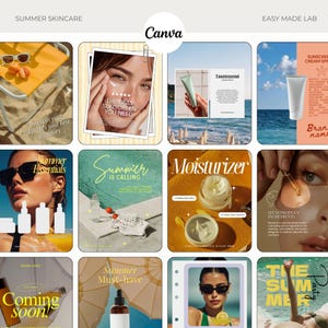 Mallar för sommarhudvård på Instagram för varumärken som glow och beach beauty | Canva IG-mallar