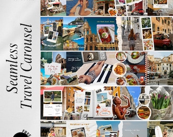 Plantillas de carrusel de viajes para Canva / Publicaciones de Instagram (Descarga digital)
