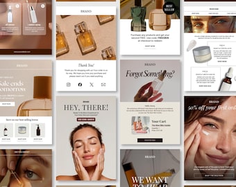 Plantillas de correo electrónico para el cuidado de la piel en Canva / Diseño de boletines informativos de belleza