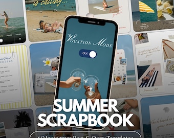 Plantillas de Instagram para álbumes de recortes de verano para viajeros, estilo de vida y creadores de contenido / Plantillas de Canva para Instagram