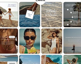 Plantillas de Instagram para el bienestar veraniego: ideales para coaches, marcas de autocuidado y estilo de vida / Plantillas de Canva para Instagram